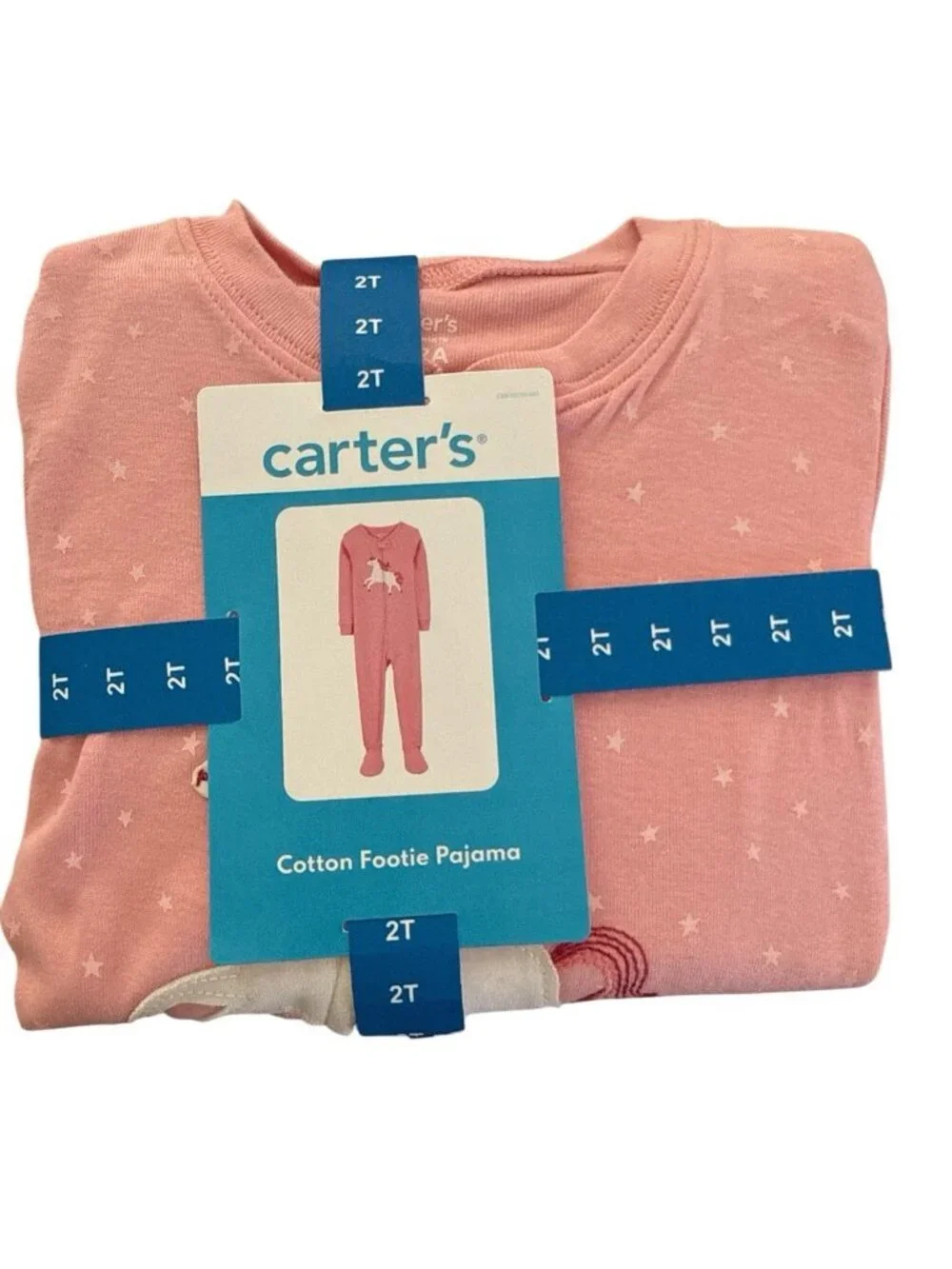 Carter's Girls Zip Up Cotton Footie Pajama-Unicorn Theme-Size 2T-NWT